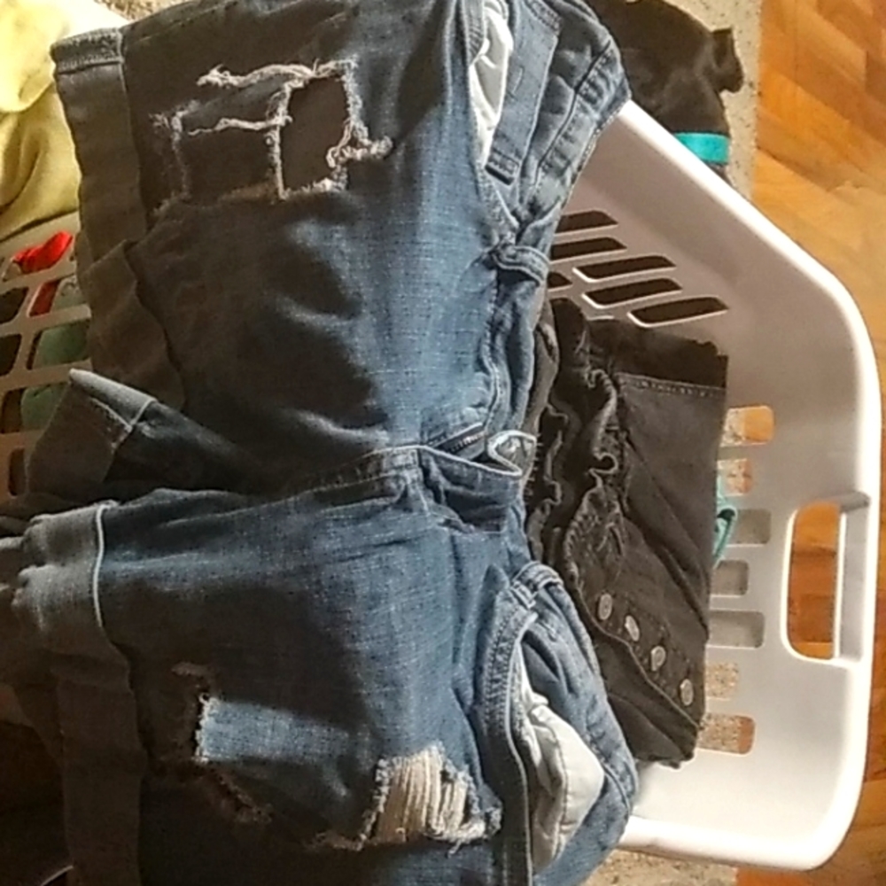 Ripped denim jean shorts